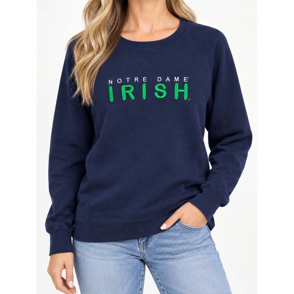 Gear For Sports Notre Dame Irish Sweatshirt Navy Blue Embroidered Pullover M